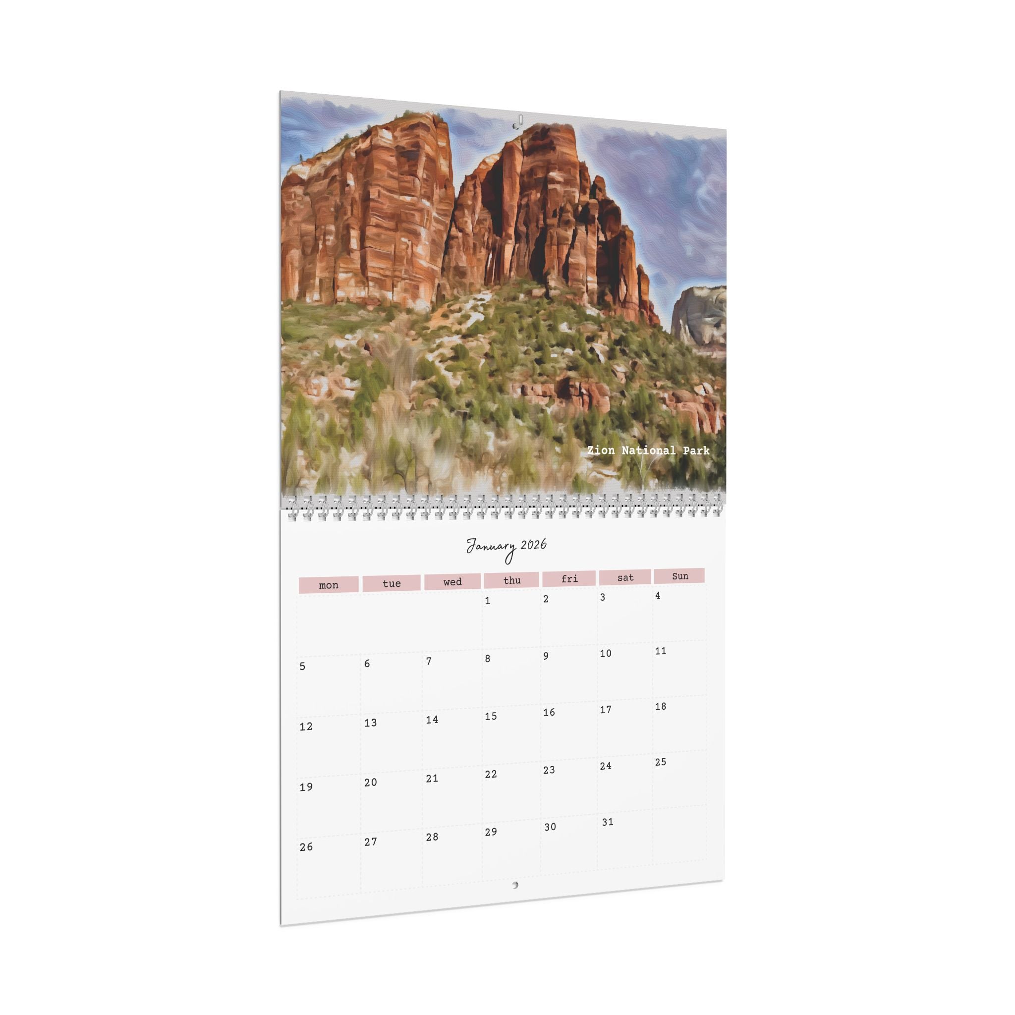 Calendar, 2026 Monthly Wall Calendar Stylized Photos National Parks and Monuments
